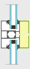 Horizontalschnitt: ALU-THERMIC gedämmtes Fassadenprofil (90° gedreht)
